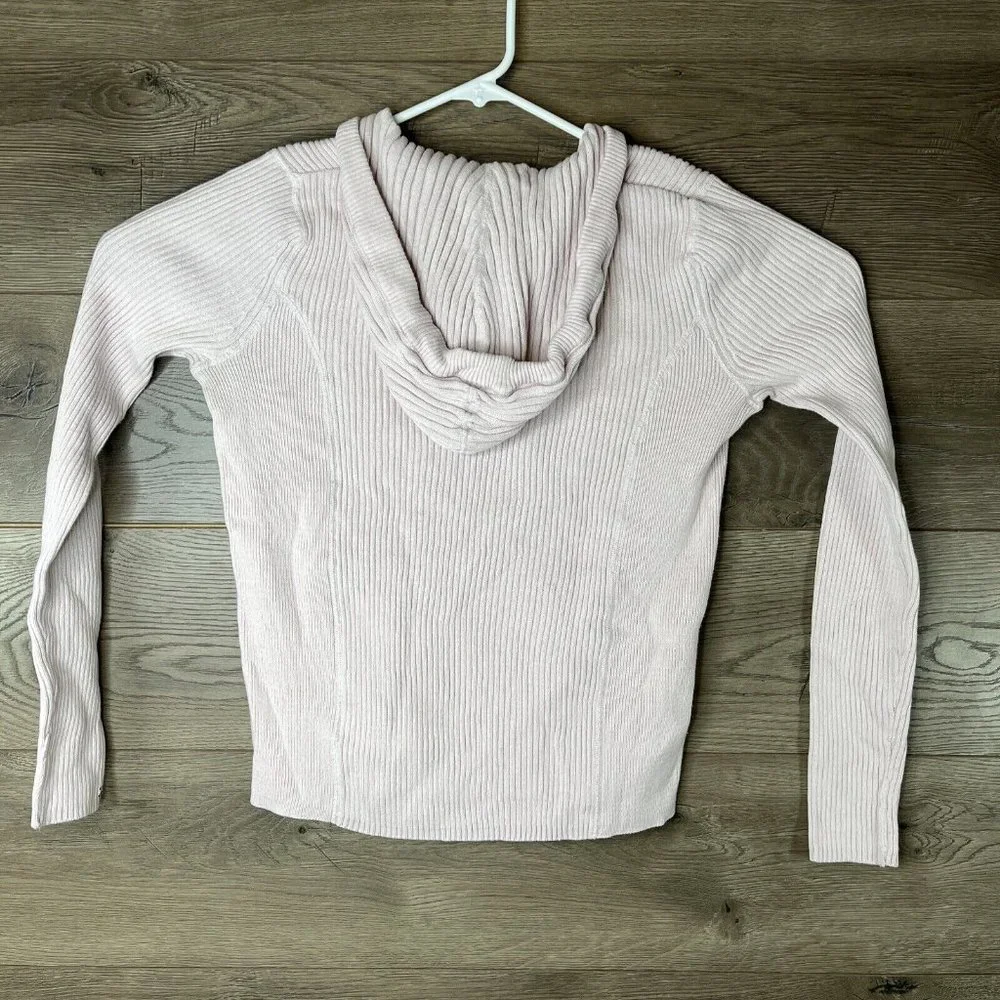 Tommy Hilfiger Hooded Sweater Womens L Knit Pink Pullover Front Pockets Buttons - Picture 7 of 10